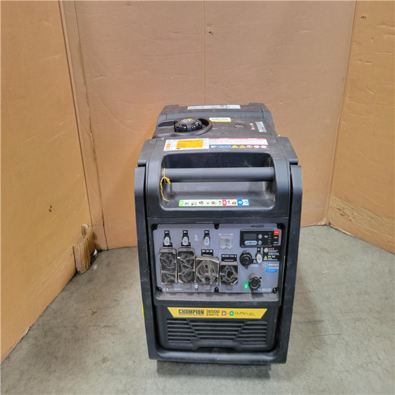 CALIFORNIA AS-IS CHAMPION 6500-WATT GASOLINE AND PROPANE POWERED DUAL FUEL INVERTER PORTABLE GENERATOR