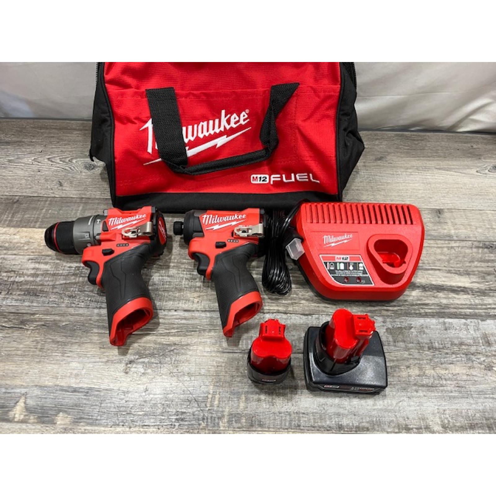 AS-IS Milwaukee FUEL 12-Volt Lithium-Ion Brushless Cordless Hammer Drill and Impact Driver Combo Kit