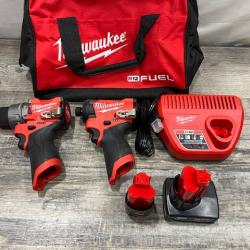 AS-IS Milwaukee FUEL 12-Volt Lithium-Ion Brushless Cordless Hammer Drill and Impact Driver Combo Kit