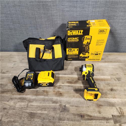 HOUSTON LOCATION - AS-IS (APPEARS LIKE NEW) DEWALT ATOMIC 20V MAX Lithium-Ion Cordless 1/4 in. Brushless Impact Driver Kit, 5 Ah Battery, Charger, and Bag