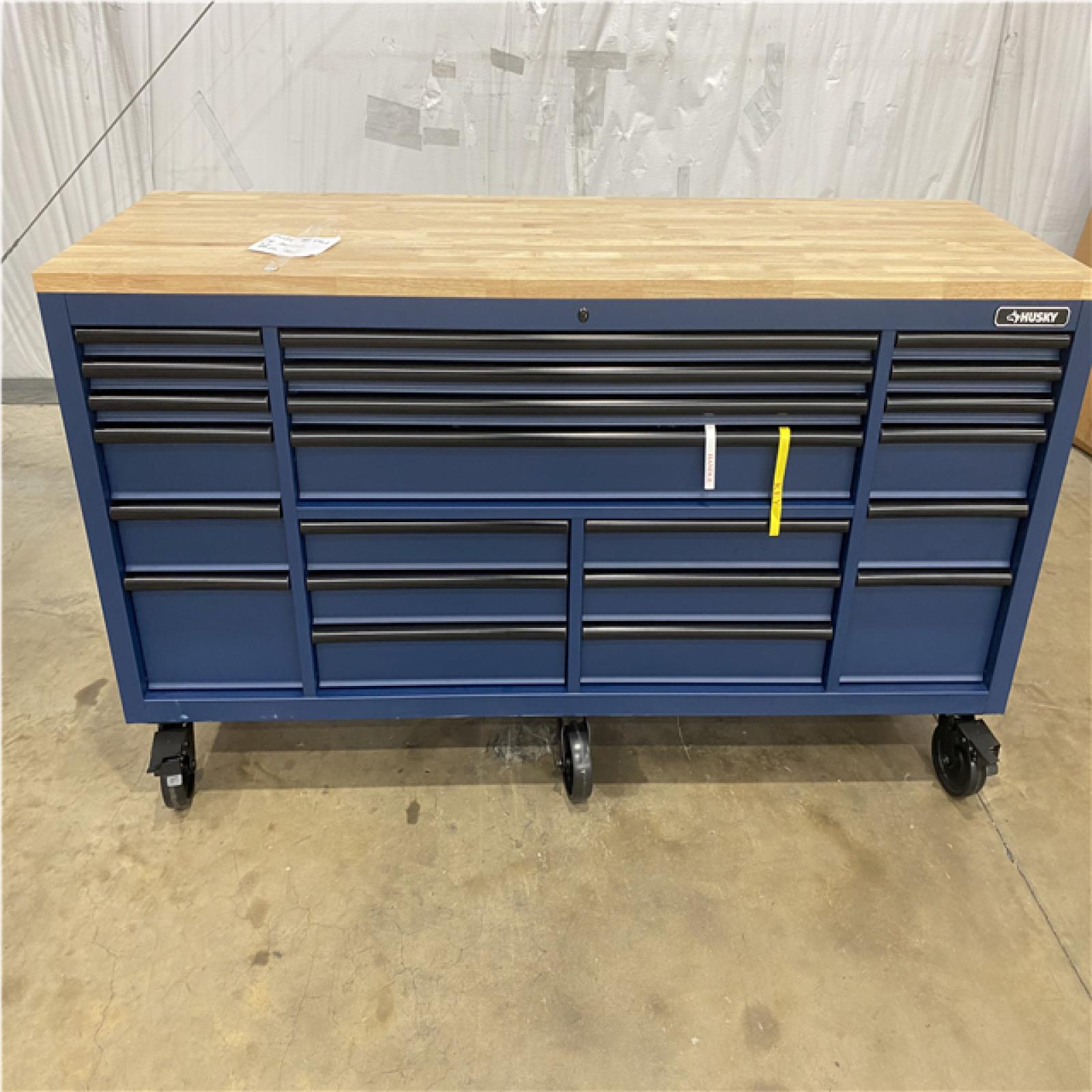 Houston Location - AS-IS home improvement pallet HUSKY 84 IN. 22 DRAWER MOBILE WORK BENCH