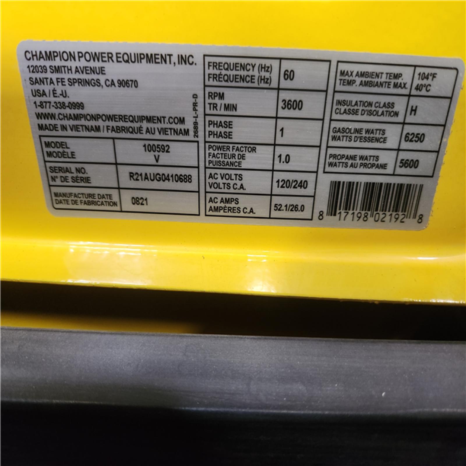 Phoenix Champion Power Equipment 7850/6250-Watt Recoil Start Storm Ready Gasoline and Propane Powered Dual Fuel Portable Generator with CO Shield