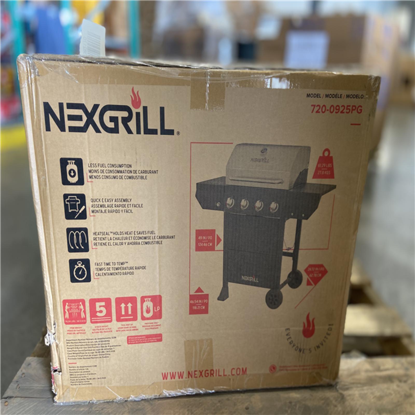 DALLAS LOCATION - Nexgrill 4-Burner Propane Gas Grill in Black with Stainless Steel Main Lid