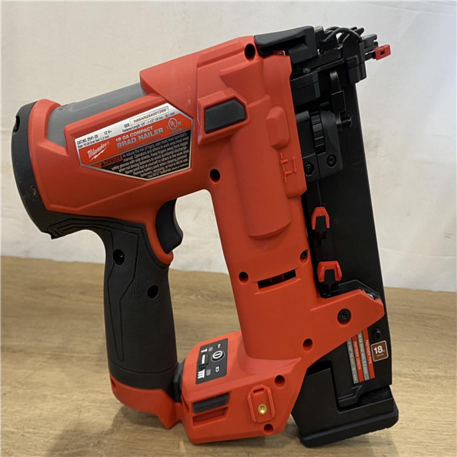 AS-IS Milwaukee FUEL 12-Volt Lithium-Ion Brushless Cordless 18-Gauge 1-1/2 in. Compact Brad Nailer (Tool Only)