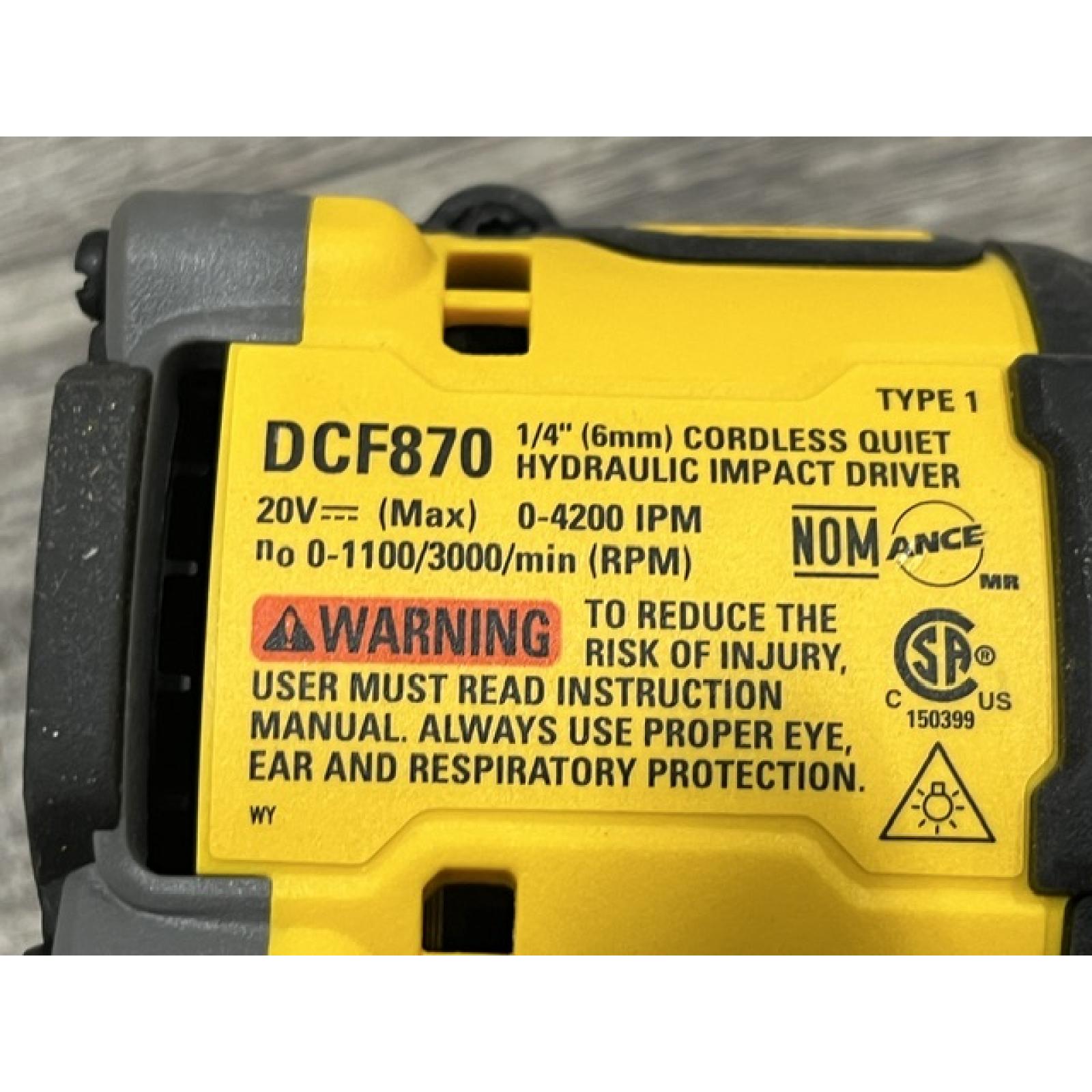 AS-IS DEWALT 20V XR Brushless Cordless 1/4 in. Quiet Hydraulic Impact Driver (Tool-Only)