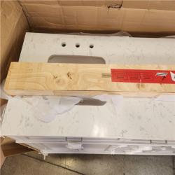 Phoenix AS-IS Home Decorators Collection Talmore 72 in. Double Sink Sky Grey Bath Vanity with White Engineered Carrara Marble Top (Assembled) (Cracked Top)