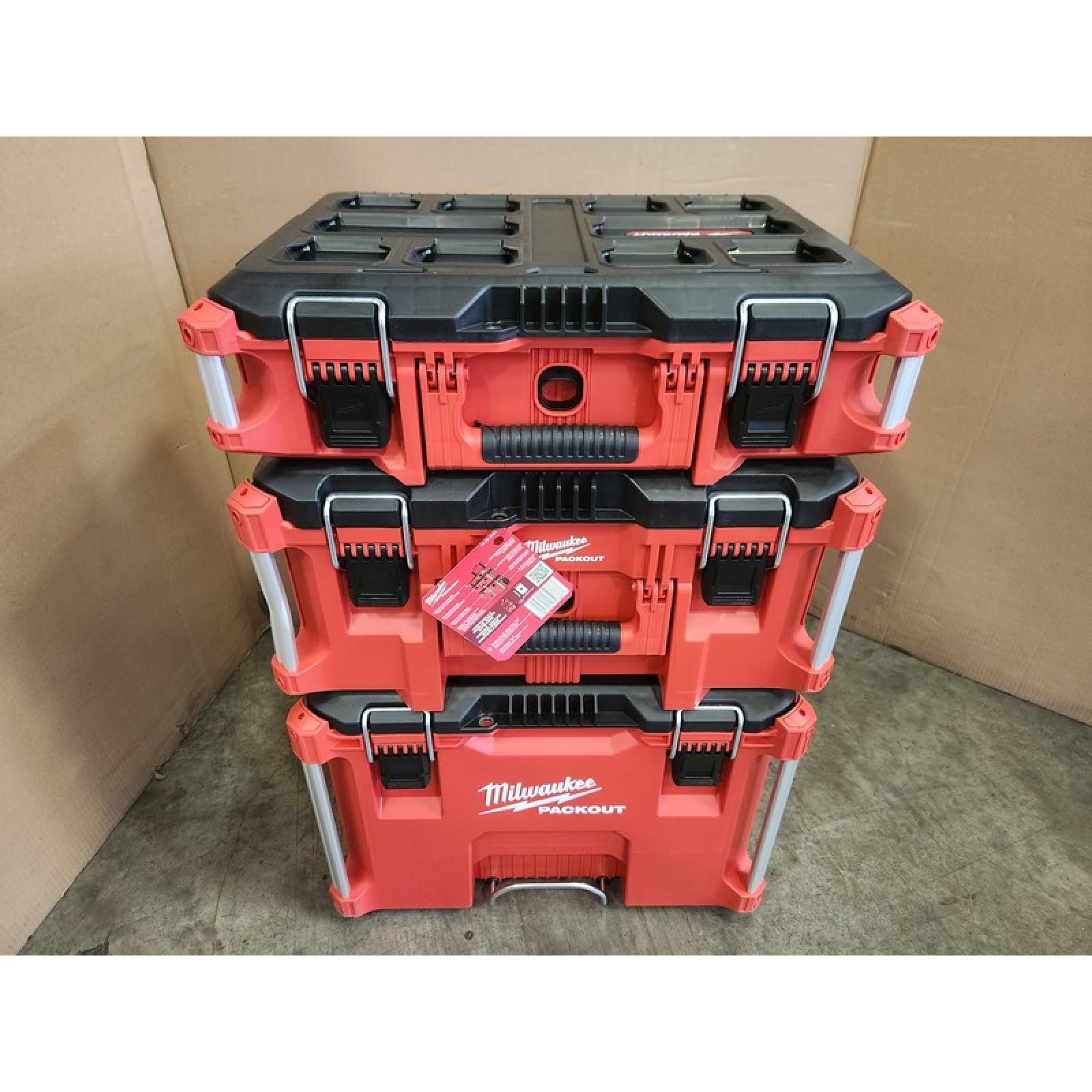 Phoenix NEW Milwaukee PACKOUT 22 in. Rolling Tool Box  22 in. Large Tool Box and 22 in. Medium Tool Box ProSystem Low Profile Handle