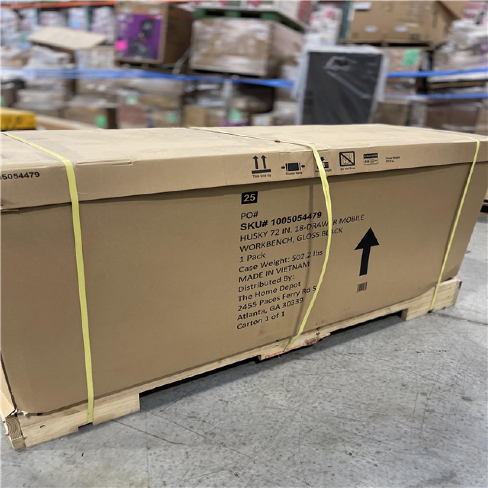 DALLAS LOCATION - Husky Tool Storage 72 in. W Standard Duty Gloss Black Mobile Workbench Tool Chest