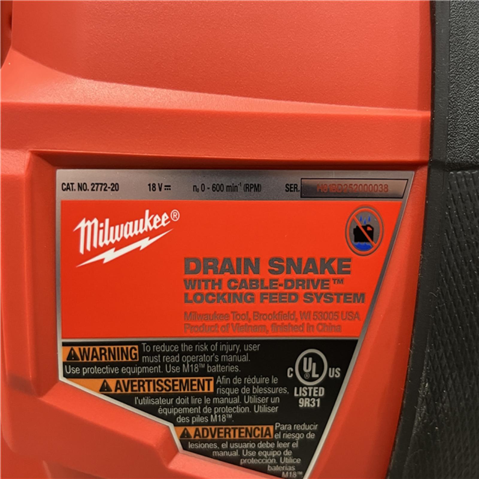 AS-IS Milwaukee FUEL 18-Volt Lithium-Iron Cordless Plumbing Drain Snake Auger Kit