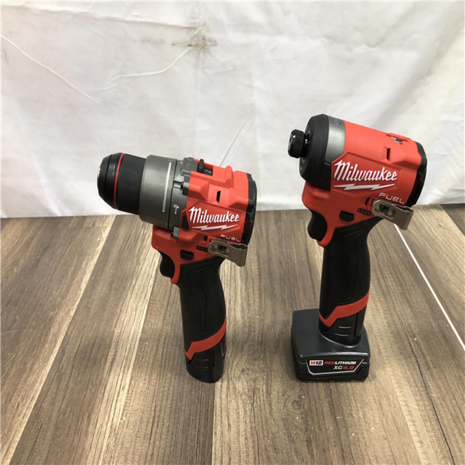 AS-IS Milwaukee FUEL 12-Volt Lithium-Ion Brushless Cordless Hammer Drill and Impact Driver Combo Kit