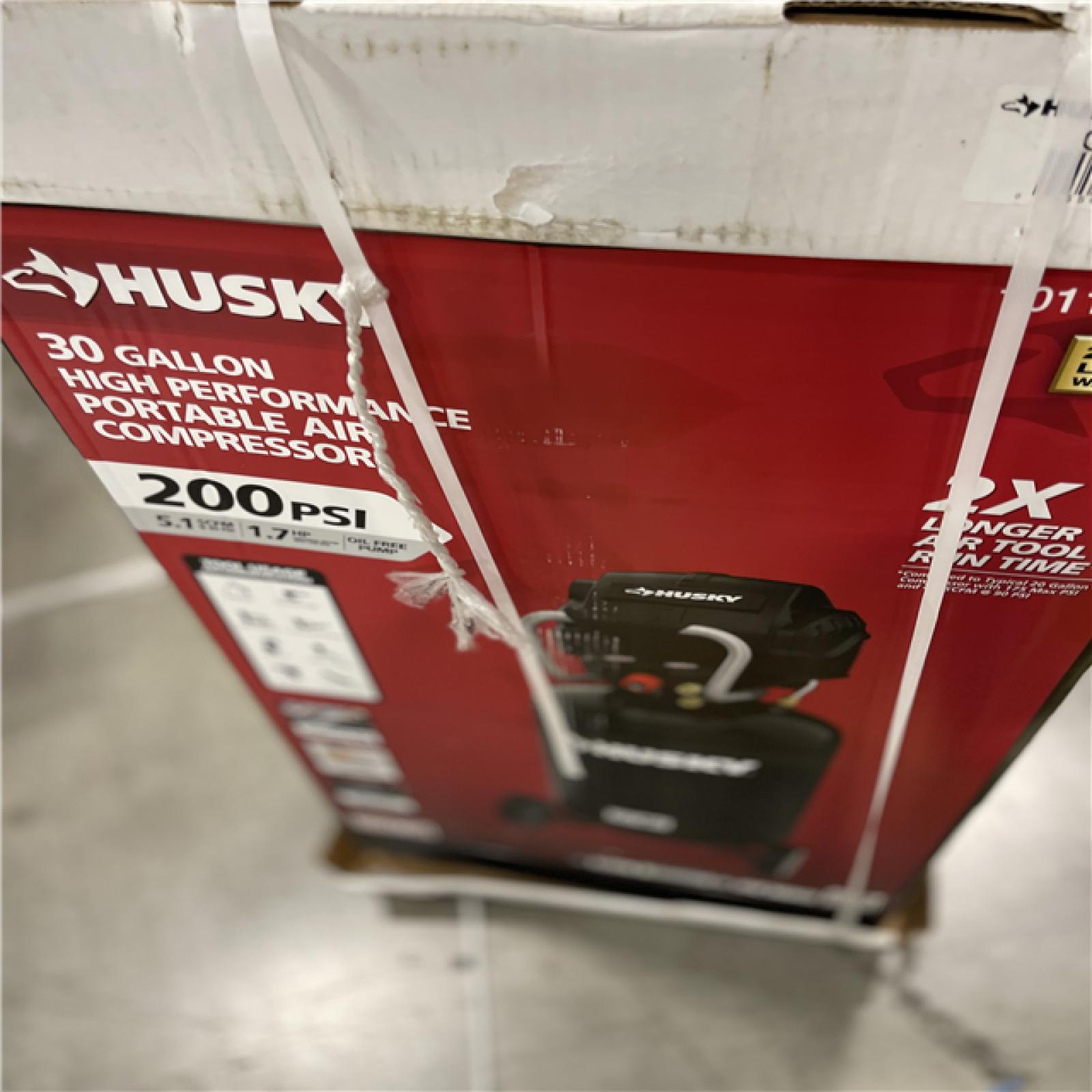 NEW! - Husky 1.7 HP, 200 PSI, 30 Gal., 5.1 SCFM 90 PSI, Single-Stage, Oil Free Portable Vertical Electric Air Compressor