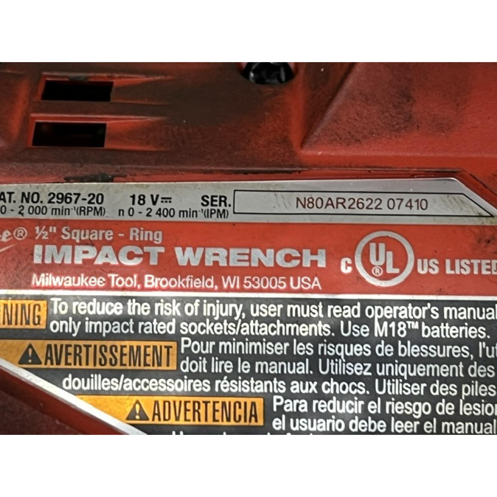 AS-IS Milwaukee FUEL 18V Lithium-Ion Brushless Cordless 1/2 in. Impact Wrench w/Friction Ring Kit