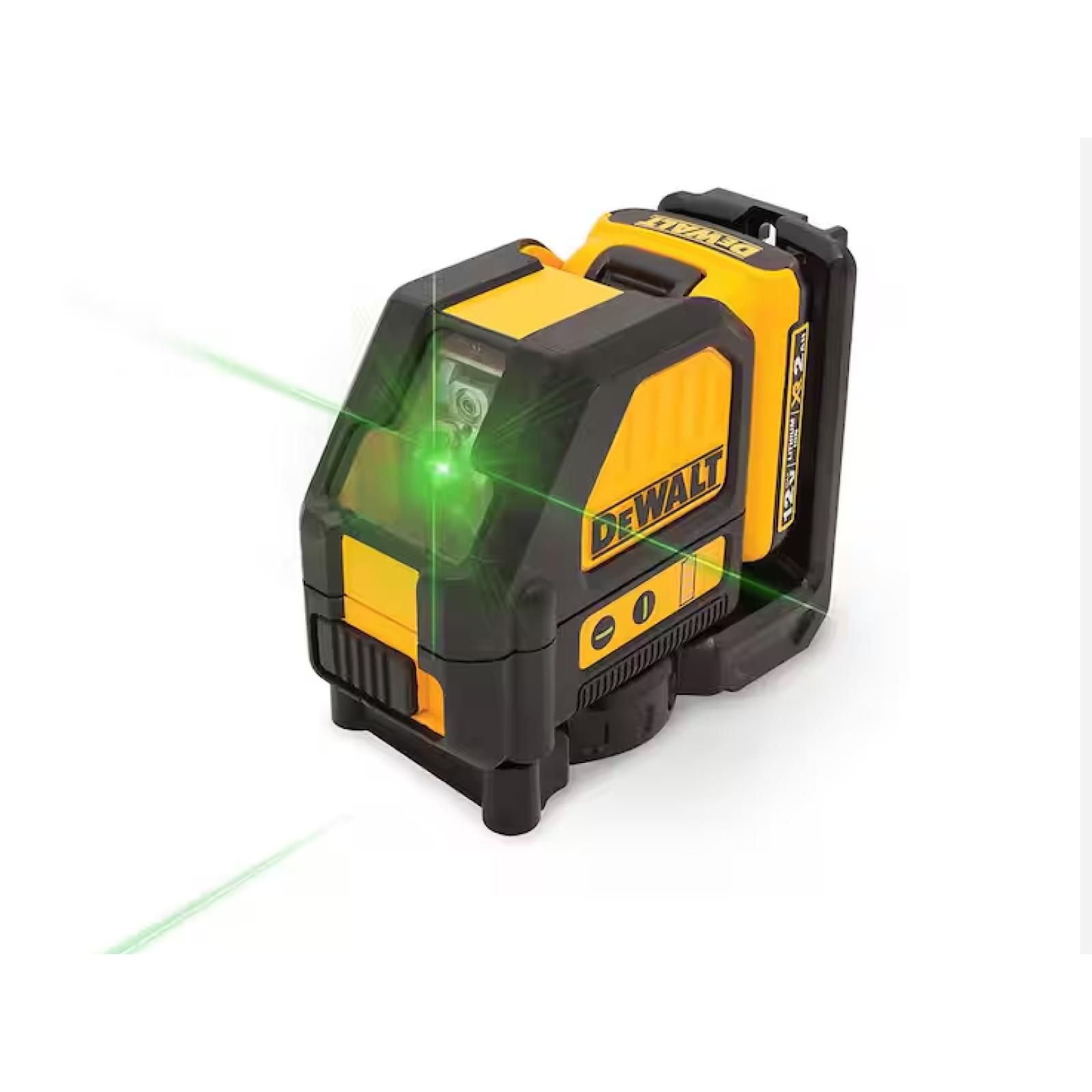 NEW! - DEWALT 12V MAX Lithium-Ion 165 ft. Green Self-Leveling Cross-Line Laser Level with 2.0Ah Battery  Charger  and Case