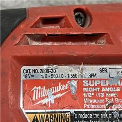 AS-IS Milwaukee FUEL 18V Lithium-Ion Brushless Cordless GEN 2 SUPER HAWG 1/2 in. Right Angle Drill (Tool-Only)