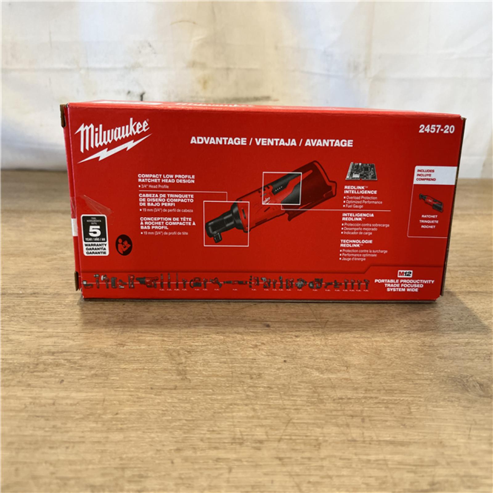 NEW! Milwaukee 12V Lithium-Ion Cordless 3/8 in. Ratchet (Tool-Only)