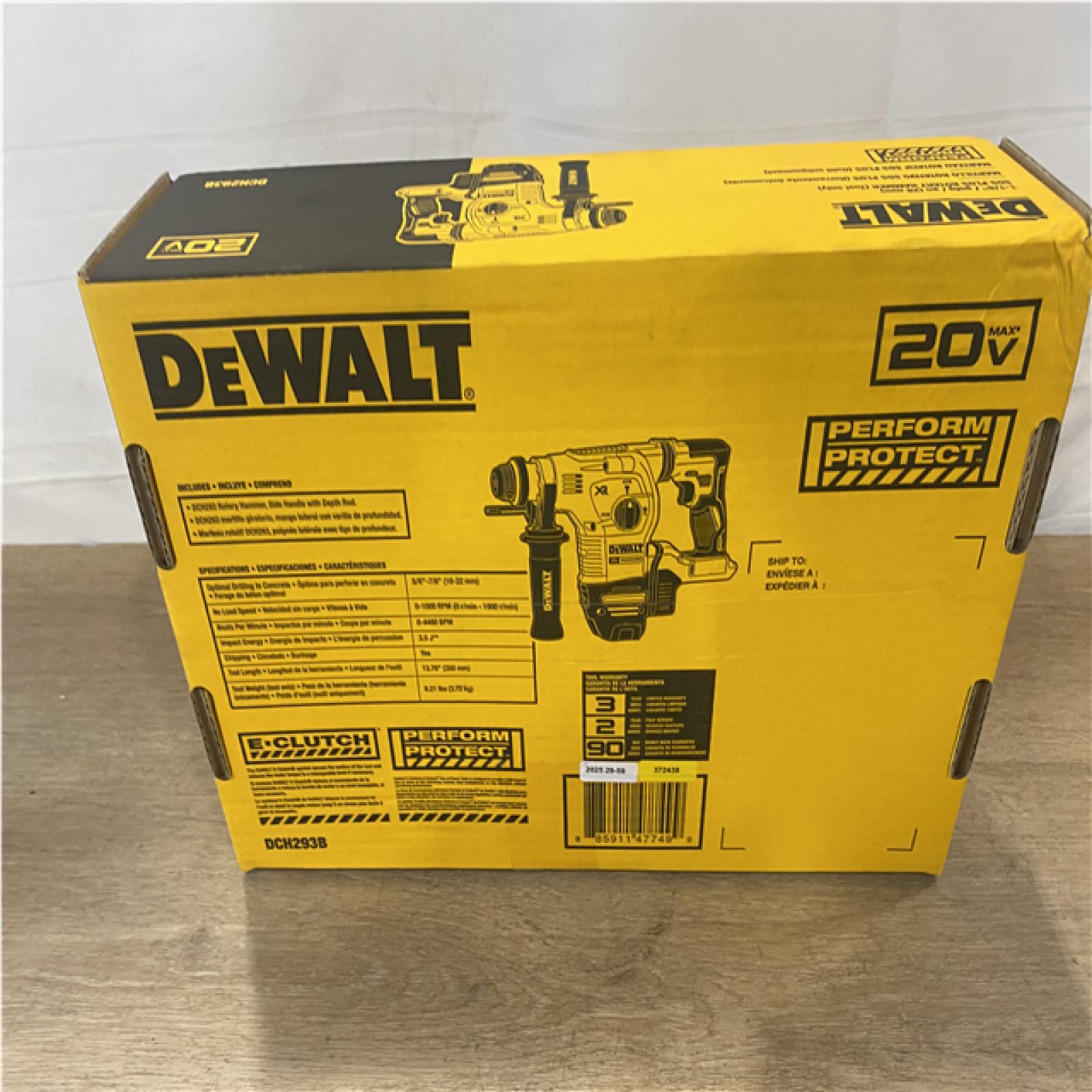 NEW DEWALT 20-Volt MAX XR Lithium Ion 1-1/8 in. Cordless SDS-plus Brushless L-Shape Concrete/Masonry Rotary Hammer (Tool-Only)