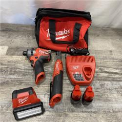 AS-IS Milwaukee 12V Lithium-Ion Cordless Screwdriver  3/8 in. High Speed Ratchet  Light Combo Kit