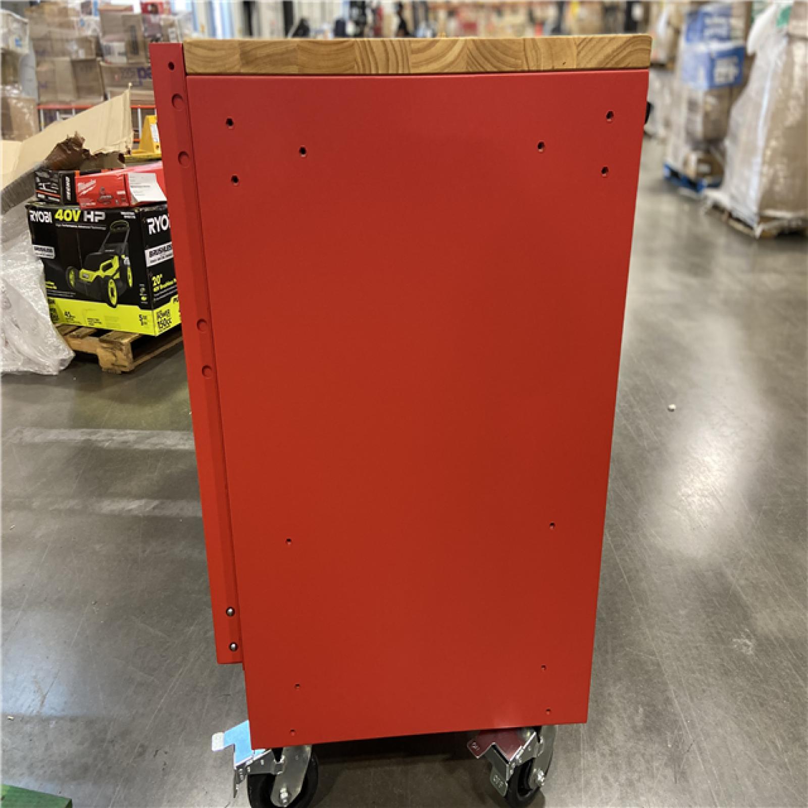 DALLAS LOCATION - Milwaukee 61 in. 11-Drawer/1-Door 22 in. D Mobile Workbench with Sliding Pegboard Back Wall in Red/Black