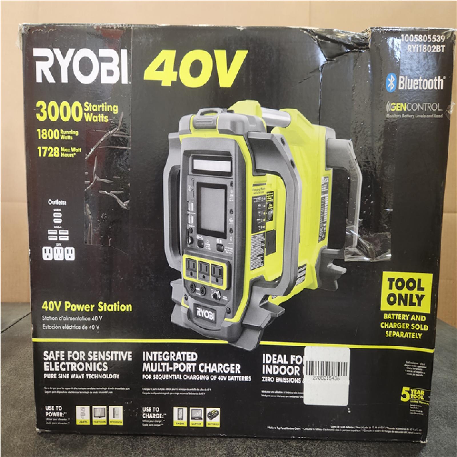 Phoenix NEW RYOBI 40V 1800-Watt Portable Battery Inverter Power Station and 4-Port Charger (Tool Only)