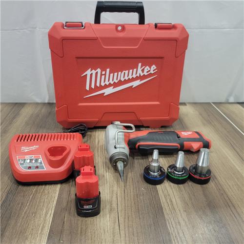 AS-IS Milwaukee M12 12-Volt Lithium-Ion Cordless PEX Expansion Tool Kit with (2) 1.5 Ah Batteries, (3) Expansion Heads and Hard Case