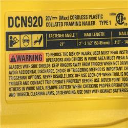 AS-IS DEWALT 20-Volt 21° Cordless Framing Nailer (Tool-Only)