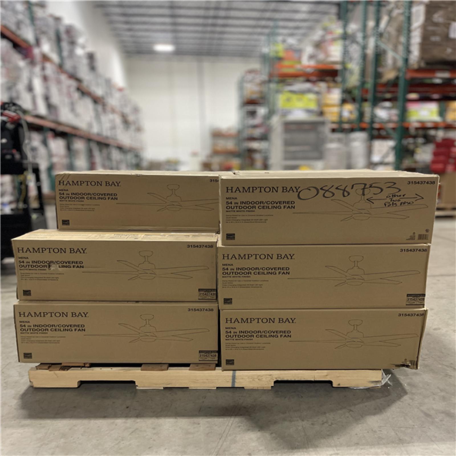 DALLAS LOCATION- Mena 54 in. White Color Changing Integrated LED Indoor/Outdoor Matte White Ceiling Fan PALLET (23 UNITS)