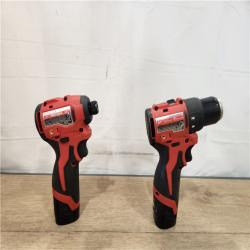 AS-IS- M12 12-Volt Lithium-Ion Brushless Cordless Subcompact Drill and Impact Driver Combo Kit W/2 Batteries and Bag (2-Tool)