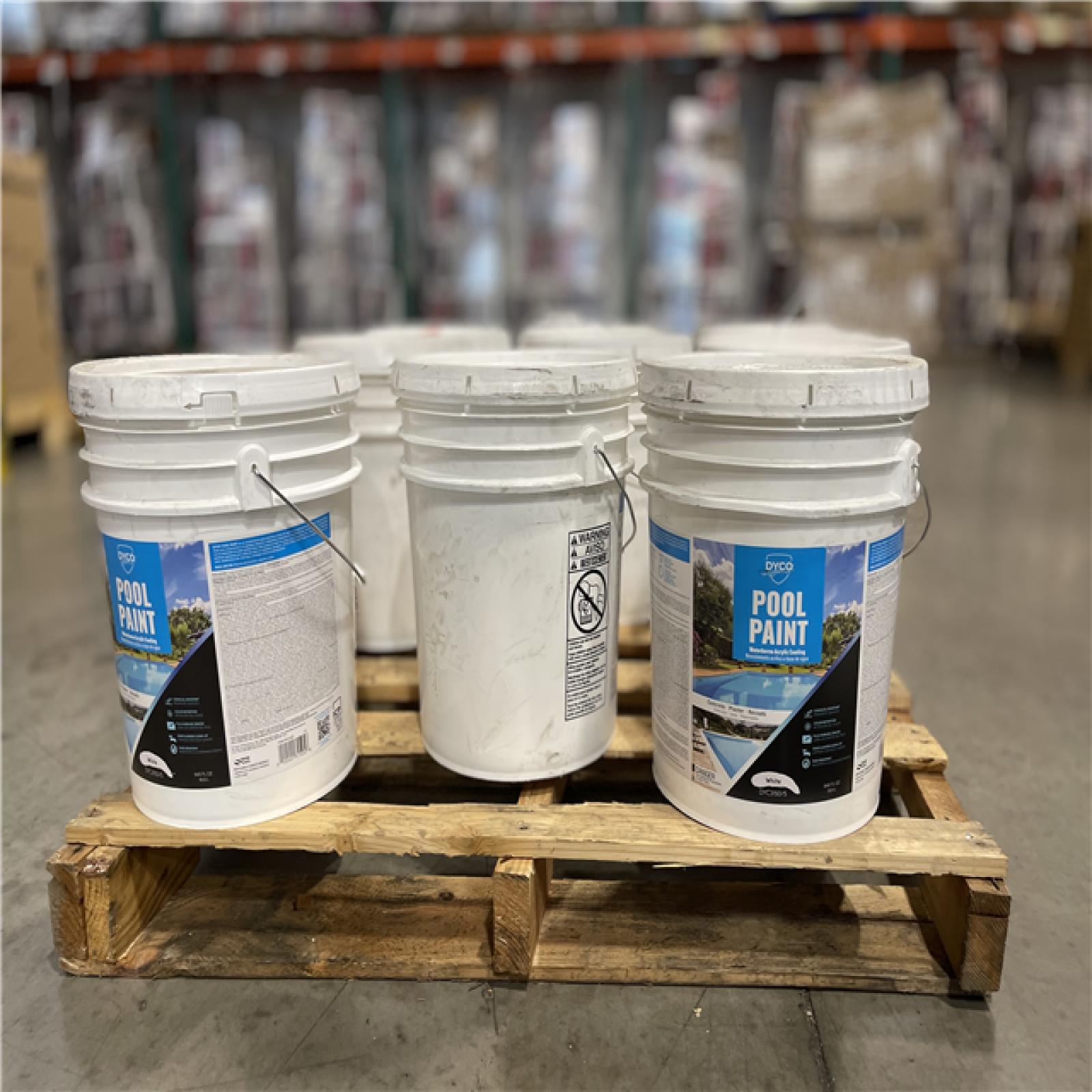 DALLAS LOCATION -DALLAS LOCATION -Dyco Pool Paint 5 Gal. 3150 White Semi-Gloss Acrylic Exterior Paint PALLET- (10 UNITS)