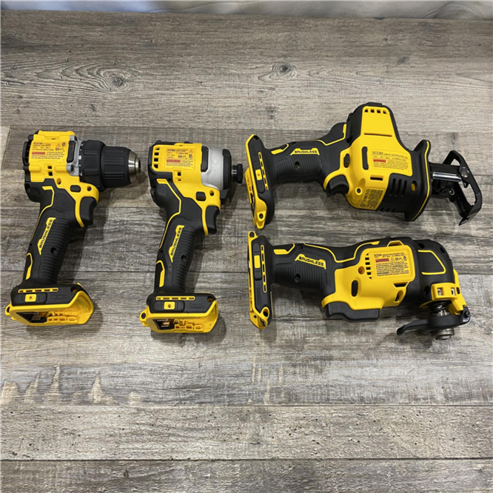 AS-IS DEWALT ATOMIC 20-Volt Lithium-Ion Cordless Brushless (4-Tool) Combo Kit