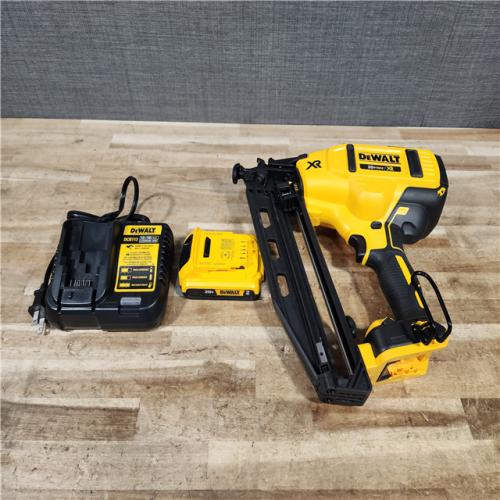 HOUSTON LOCATION - AS - IS DEWALT 20V MAX XR 16-Gauge Electric Cordless Angled Finishing Nailer Kit