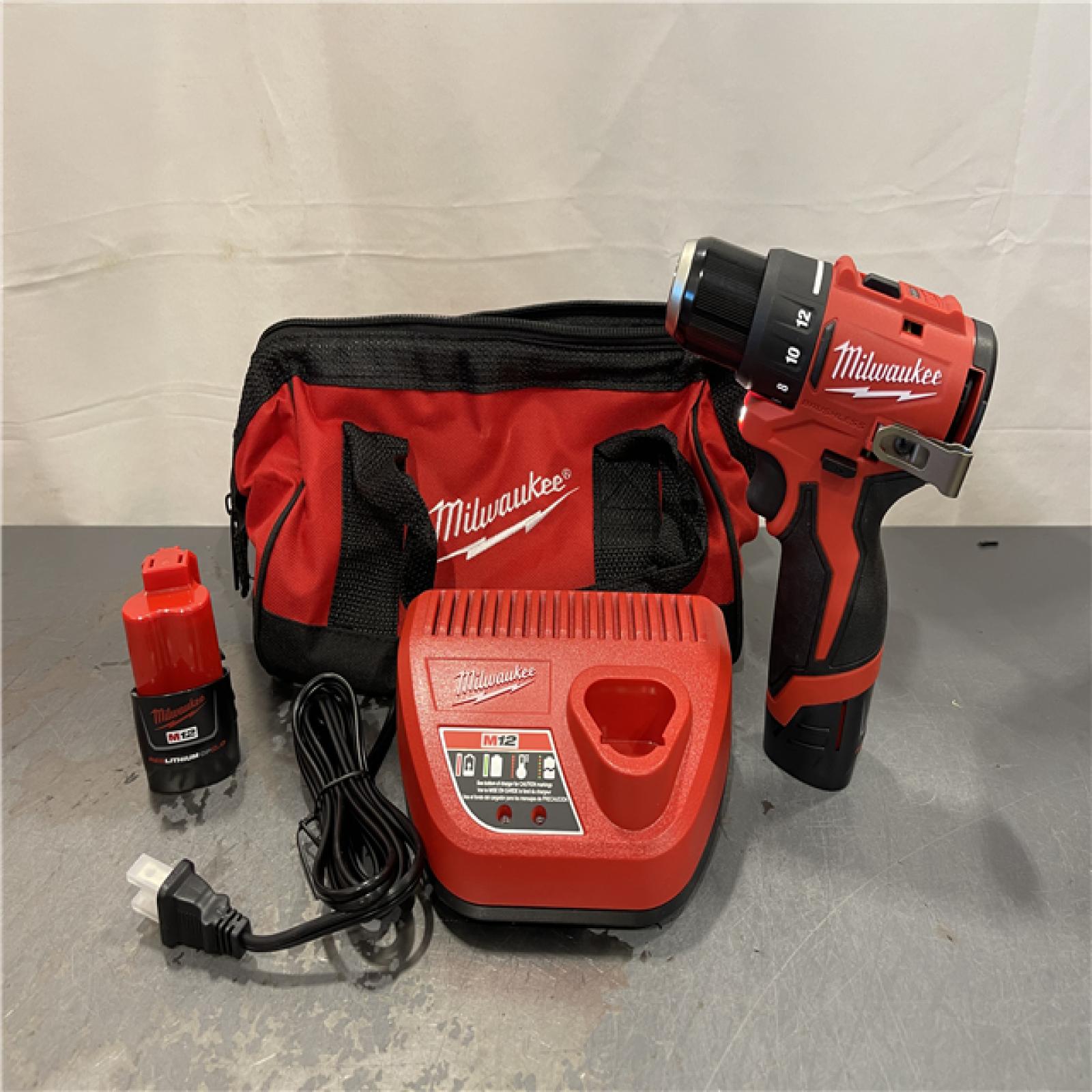 AS-IS - Milwaukee M12 12-Volt Lithium-Ion Brushless Cordless Subcompact Brushless Drill Driver Kit