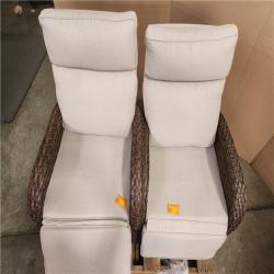 Phoenix LIKE NEW Bellefurn Rotavia Reclining 2-Piece Wicker Outdoor 360° Swivel Recliner with Beige Cushions  Adjustable Backrest  Footrest