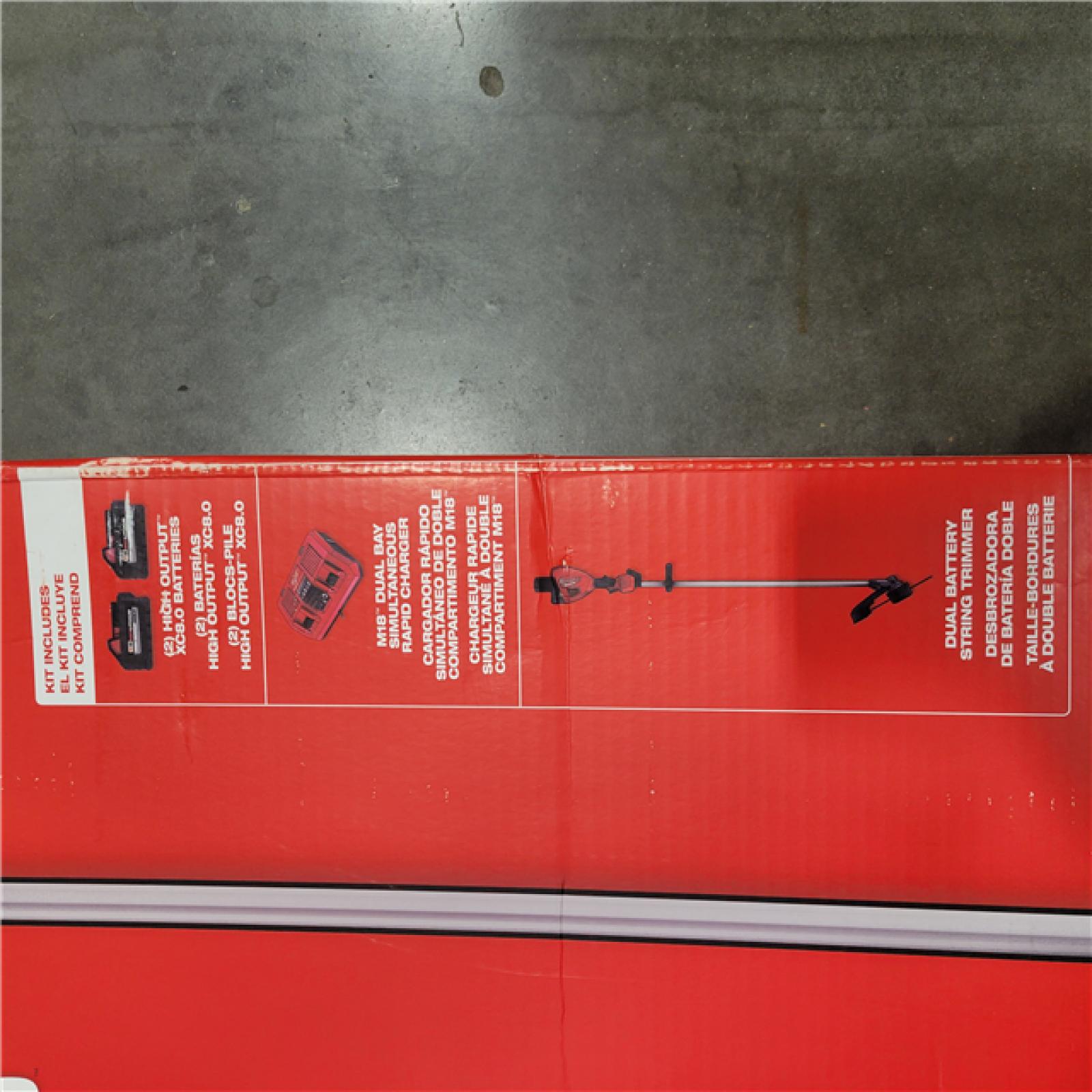 AS-IS  Milwaukee M18 FUEL 18V Brushless Cordless 17 in. Dual Battery Straight Shaft String Trimmer Kit