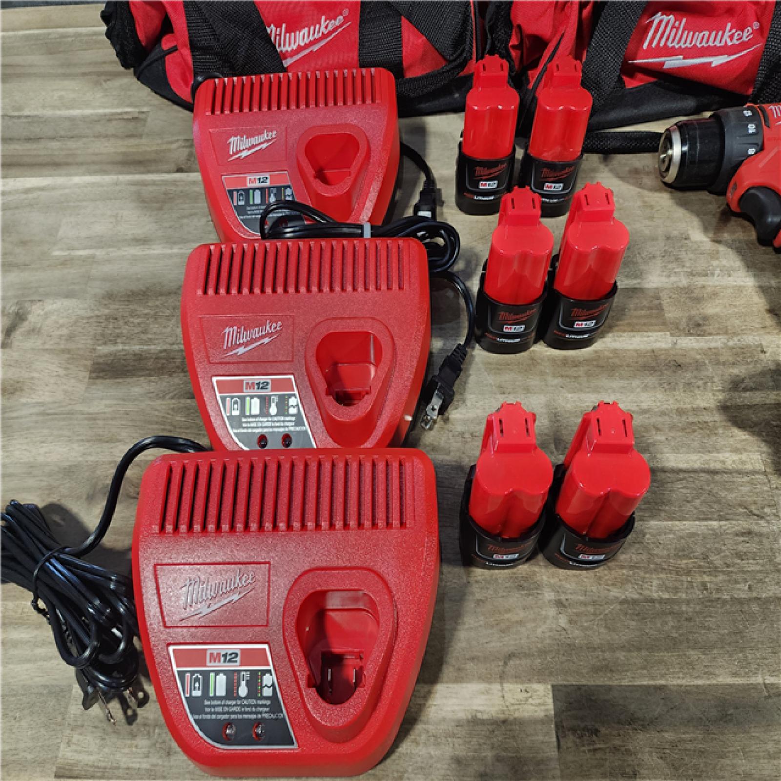HOUSTON LOCATION - AS-IS MILWAUKEE 6 TOOL COMBO KIT W/ (6) BATTERY & (3) CHARGER