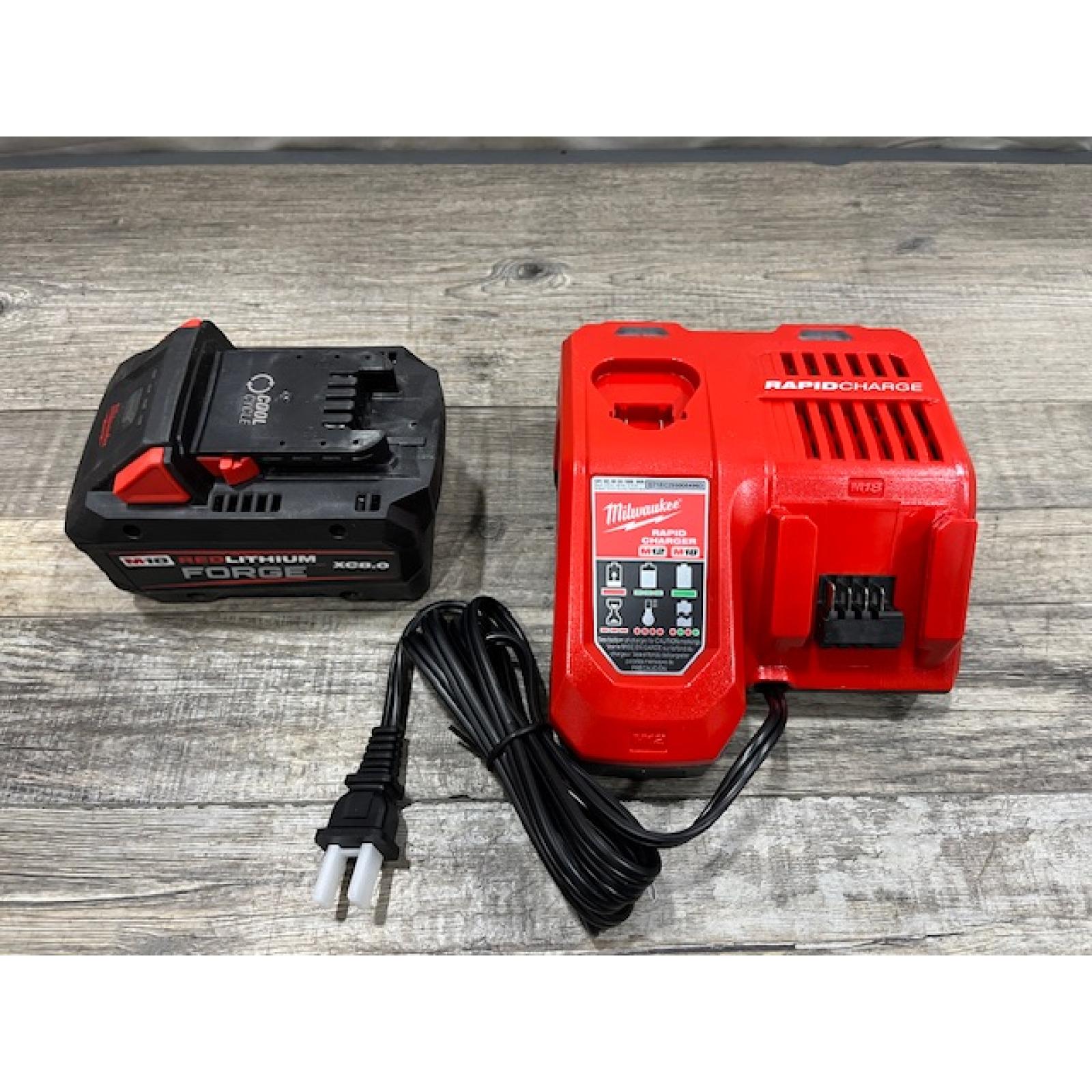AS-IS Milwaukee 18-Volt Lithium-Ion REDLITHIUM FORGE Starter Kit with 8.0Ah Battery and Rapid Charger