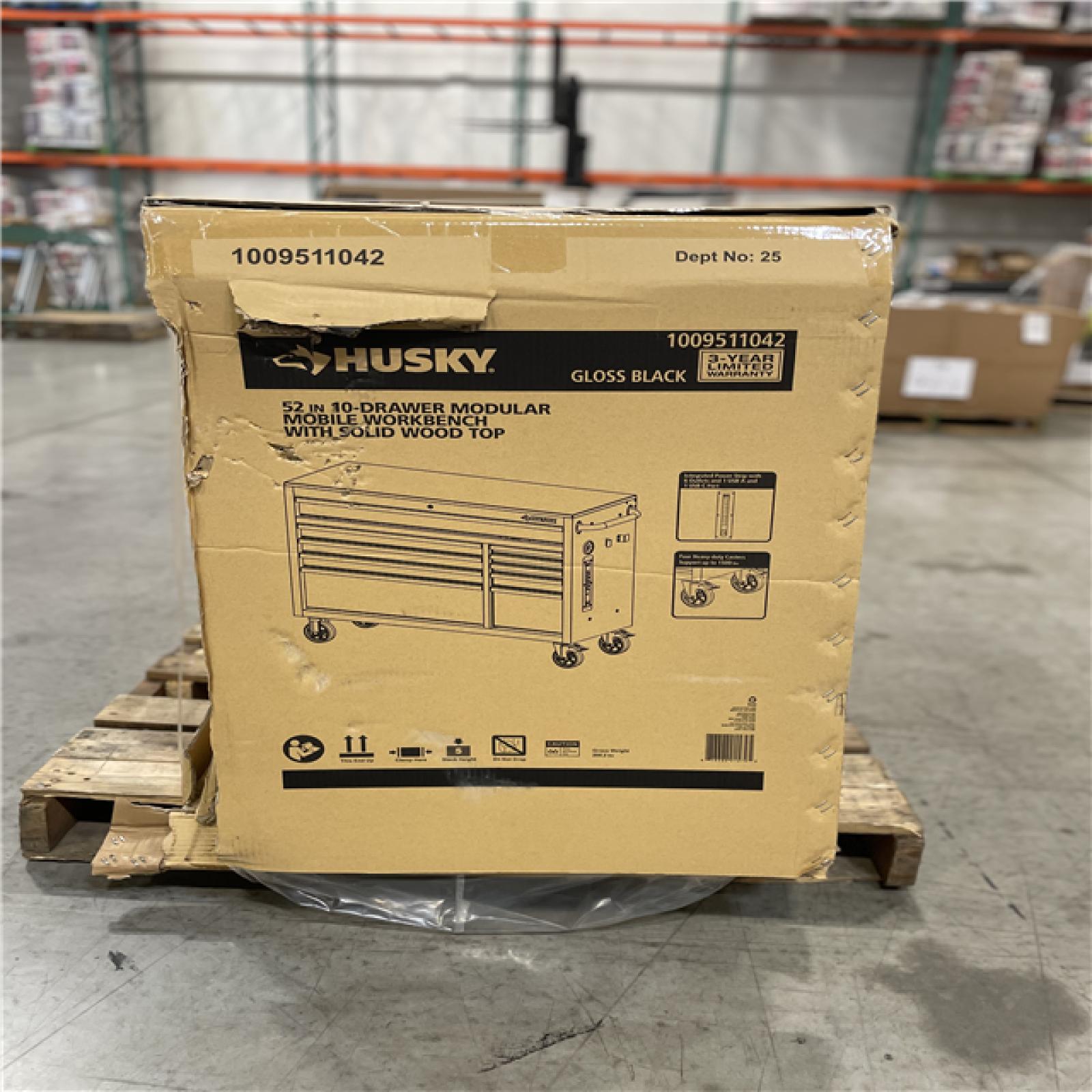 DALLAS LOCATION - AS-IS HUSKY 52IN 10 DRAWER WORKBENCH GLOSS BLACK