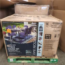 Phoenix Hampton Bay Laurel Oaks Dark Brown 7-Piece Metal Outdoor Dining Set with Cushion Guard Midnight Cushions