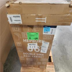 Phoenix AS-IS ARIEL Hepburn 66 in. Double Sink Freestanding Bathroom Vanity in Midnight Blue with Pure White Quartz Top