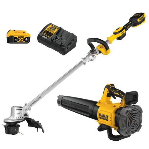 AS-IS 20V MAX Cordless Battery Powered String Trimmer & Blower Combo Kit with (1) 4 Ah Battery & Charger
