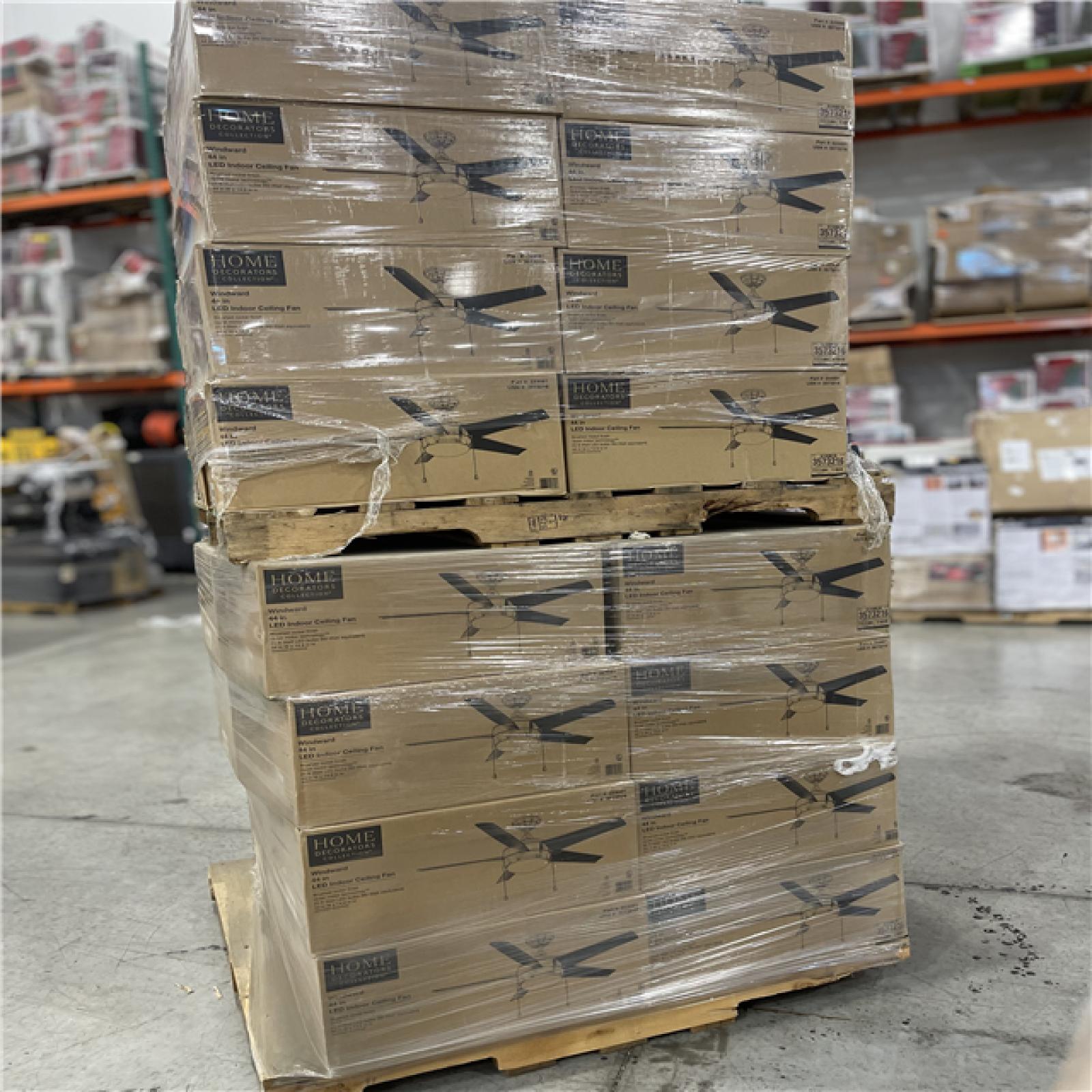 DALLAS LOCATION - Home Decorators Collection Windward 44 in. LED Brushed Nickel Ceiling Fan with Light Kit PALLET-(48 UNITS)