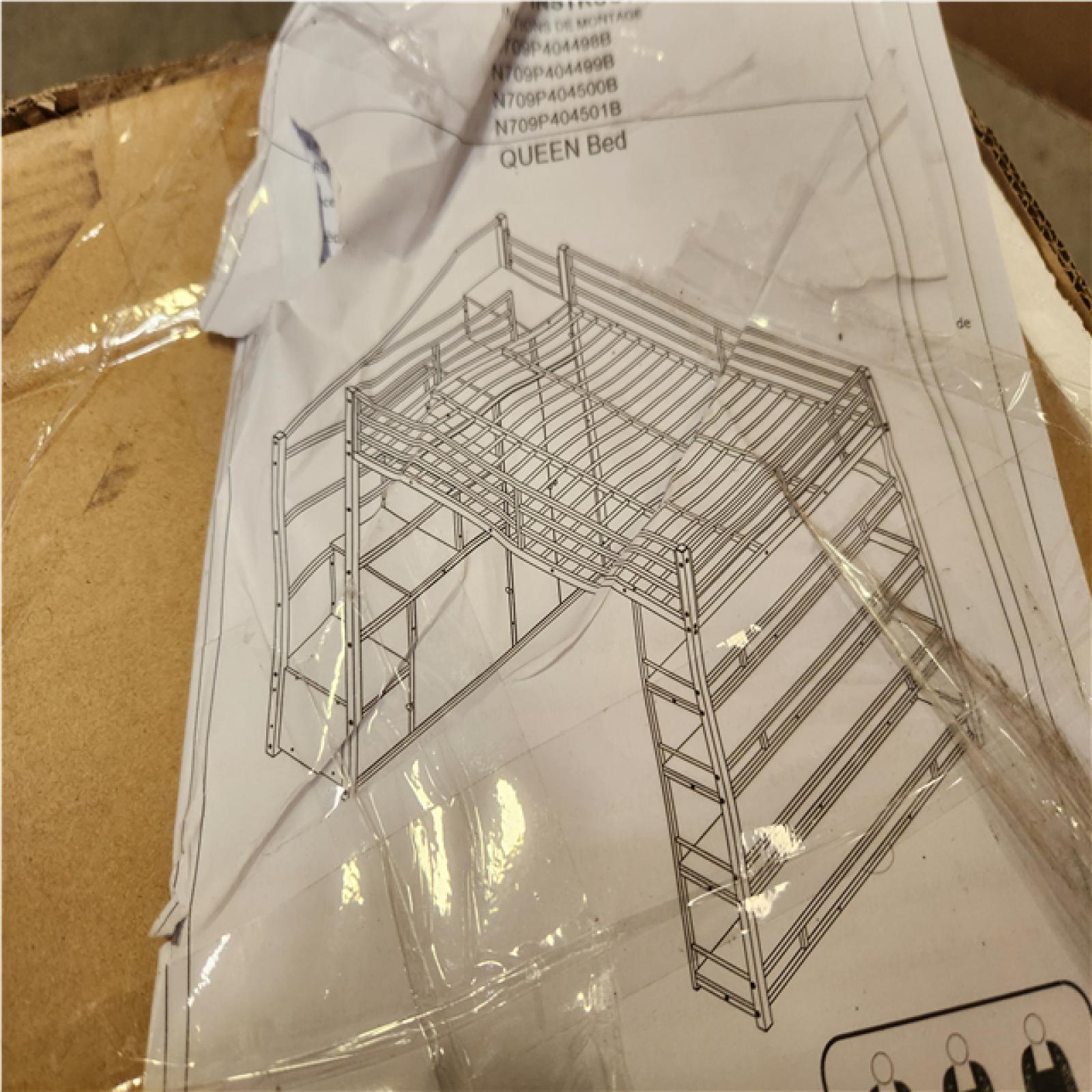 Phoenix NEW Harper & Bright Designs Black Queen Size Metal Loft Bed with 4-Tier Shelves and Storage Staircase Including Cabinets and Wardrobe