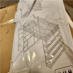 Phoenix NEW Harper & Bright Designs Black Queen Size Metal Loft Bed with 4-Tier Shelves and Storage Staircase Including Cabinets and Wardrobe