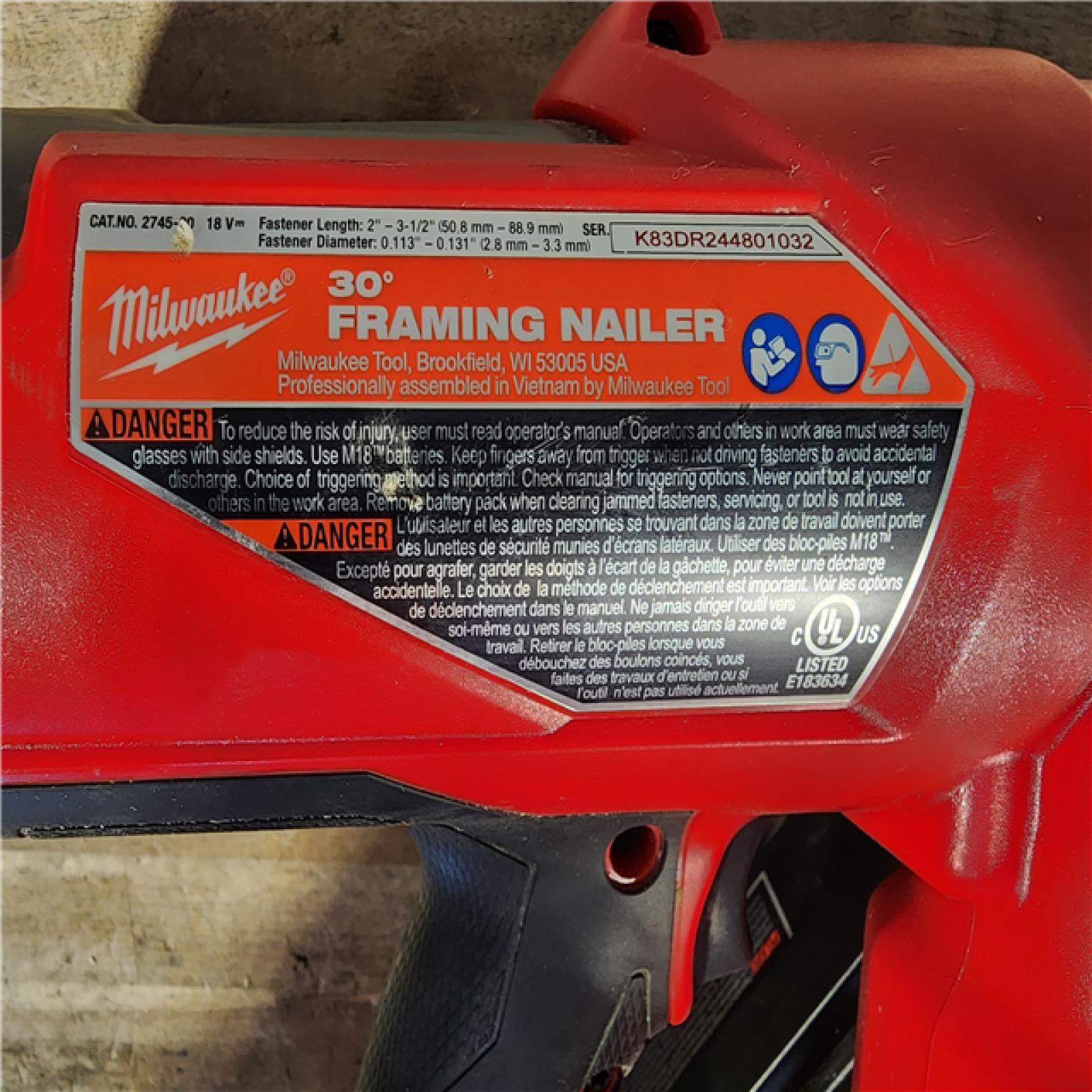HOUSTON LOCATION - AS-IS M18 FUEL 3-1/2 in. 18-Volt 30-Degree Lithium-Ion Brushless Cordless Framing Nailer (Tool-Only)