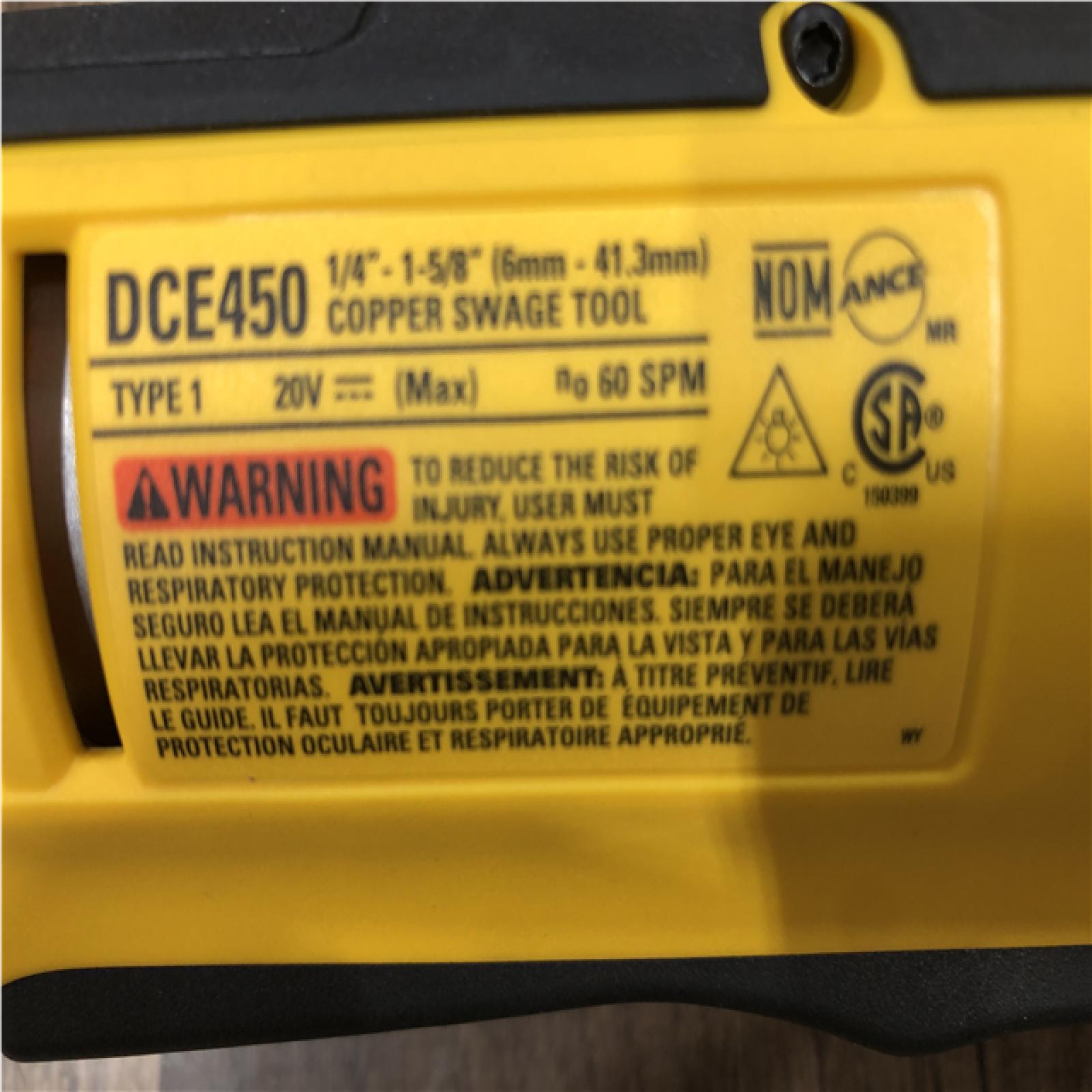 AS-IS DEWALT 20V MAX Lithium-Ion Copper Swage Tool Kit
