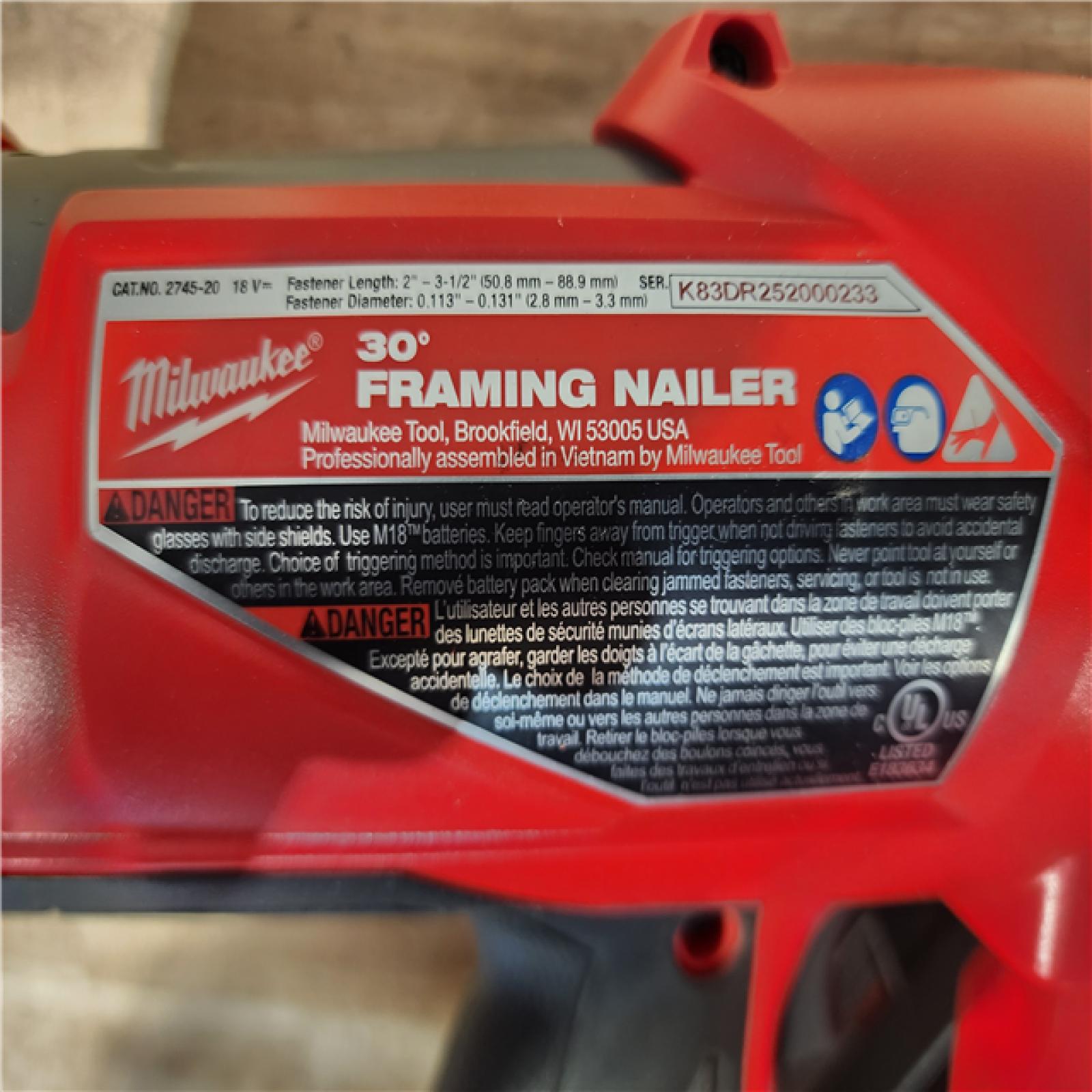 HOUSTON LOCATION - AS-IS Milwaukee FUEL 3-1/2 in. 18-Volt 30-Degree Lithium-Ion Brushless Cordless Framing Nailer (Tool-Only)