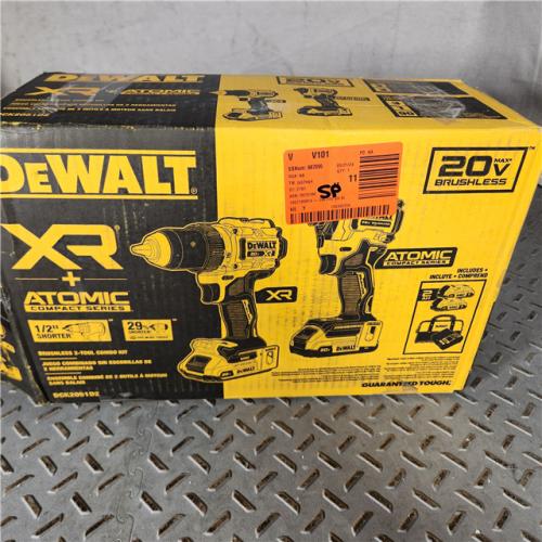 Houston location- AS-IS DEWALT ATOMIC 20V MAX* Brushless Cordless Drill/Driver and Impact Driver Combo Kit