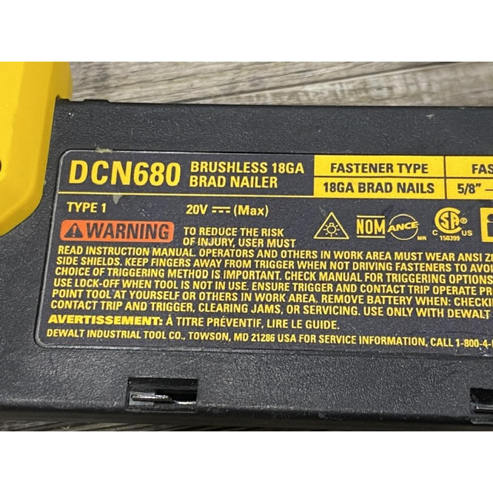 AS-IS DEWALT 20V MAX XR Lithium-Ion Electric Cordless 18-Gauge Brad Nailer (Tool Only)