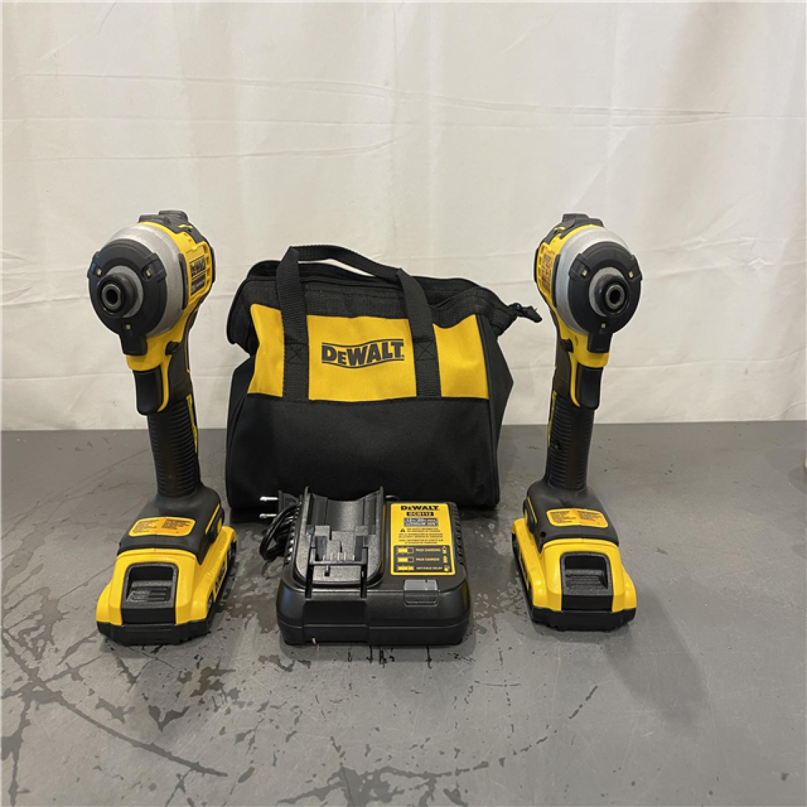 AS-IS-  DEWALT ATOMIC 20-Volt MAX Lithium-Ion Cordless Combo Kit (2-Tool) with (2) 2.0Ah Batteries, Charger and Bag