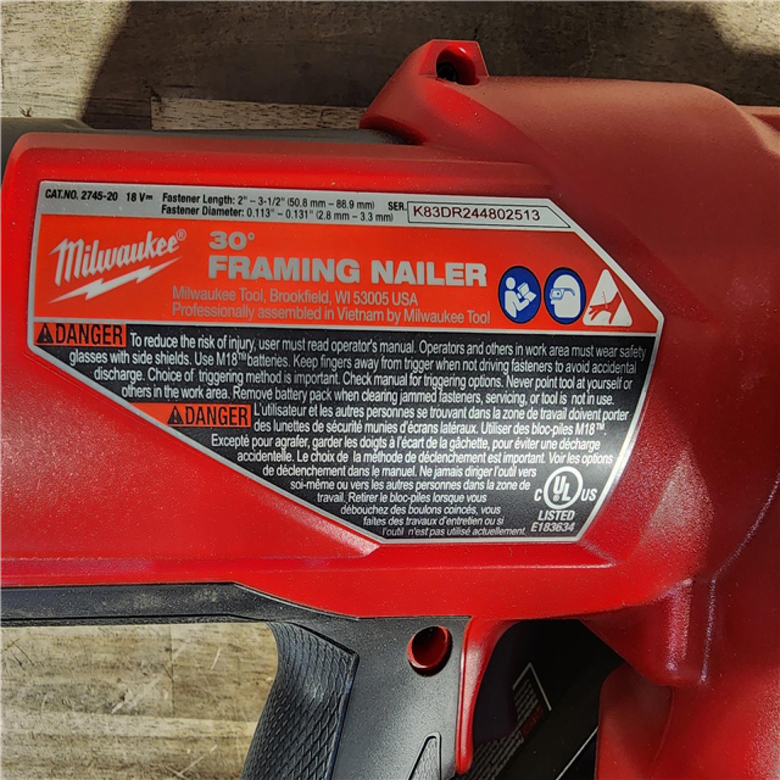 HOUSTON LOCATION - AS-IS (APPEARS LIKE NEW) M18 FUEL 3-1/2 in. 18-Volt 30-Degree Lithium-Ion Brushless Cordless Framing Nailer (Tool-Only)