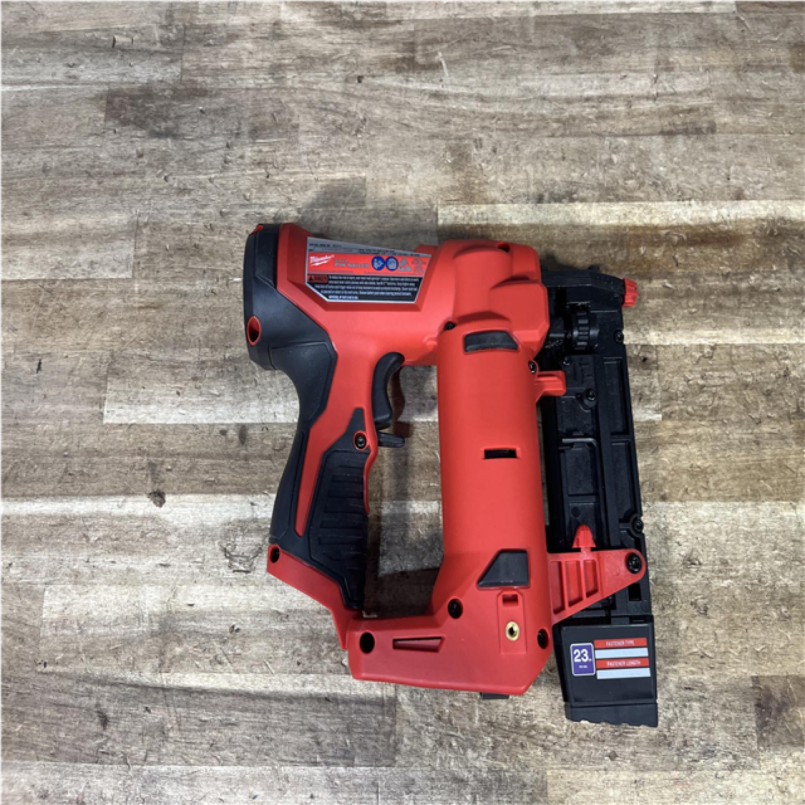 Houston Location AS-IS Milwaukee M12 12-Volt 23-Gauge Lithium-Ion Cordless Pin Nailer (Tool-Only)
